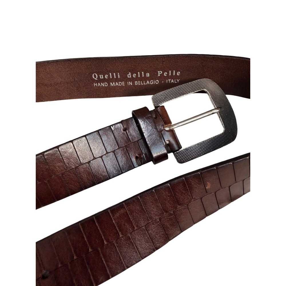 Quelli della Pelle Italian Leather Textured Belt Brown Size 36